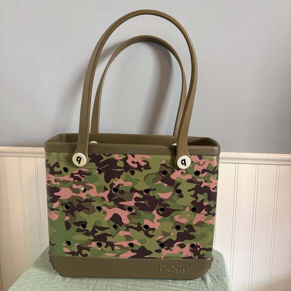 Bogg Bag Handbags - Bogg Bag Baby Tote in Camo with Pink Accents
